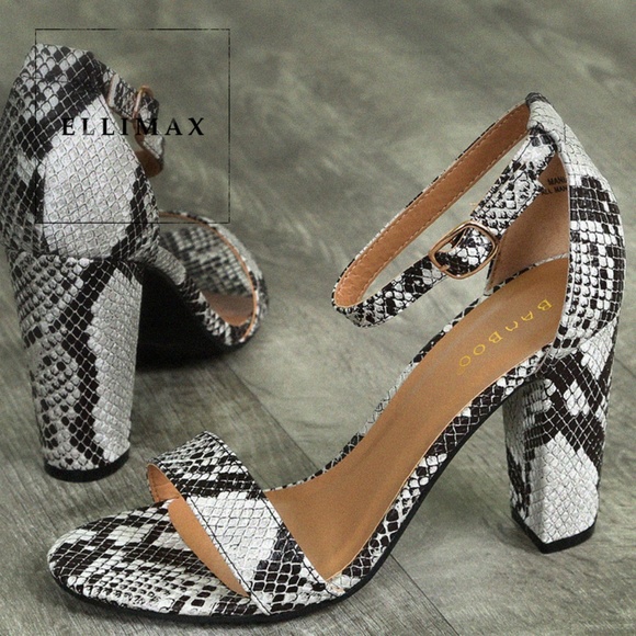 NEW🔥 Snake Open Toe High Heel Sandals Ankle Strap - Picture 2 of 5